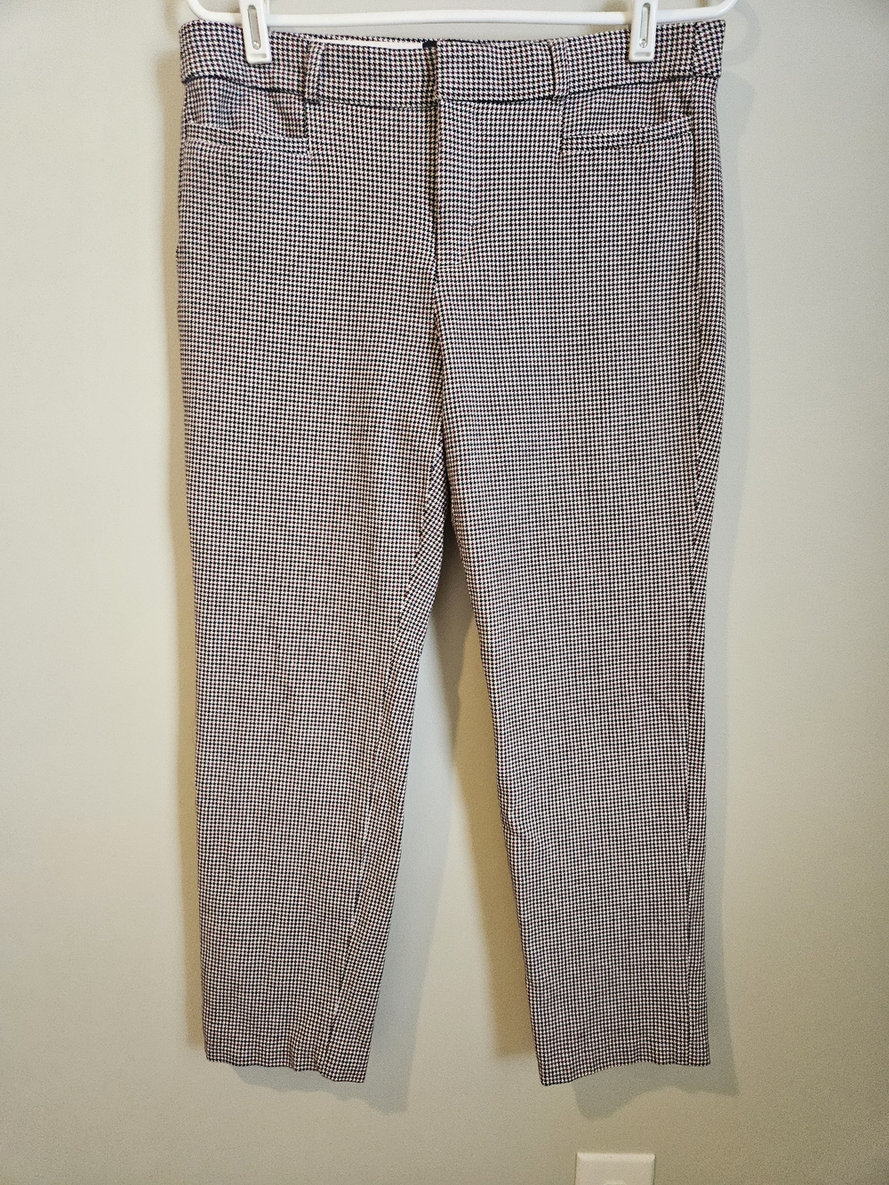 BANANA REPUBLIC SLOAN BLACK HOUNDSTOOTH STRETCH ANKLE PANT SIZE 10